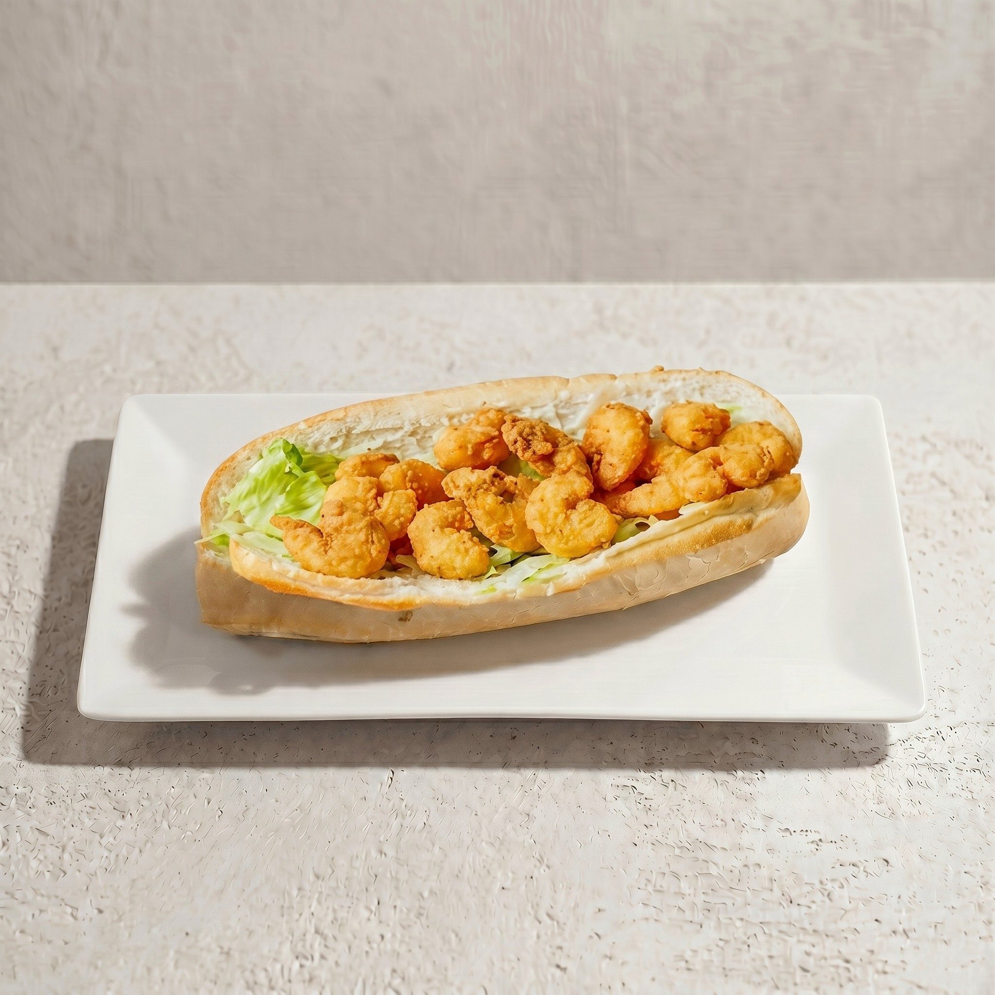 Popcorn Shrimp Poboy.