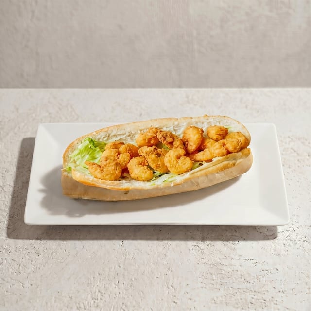 Popcorn Shrimp Poboy.